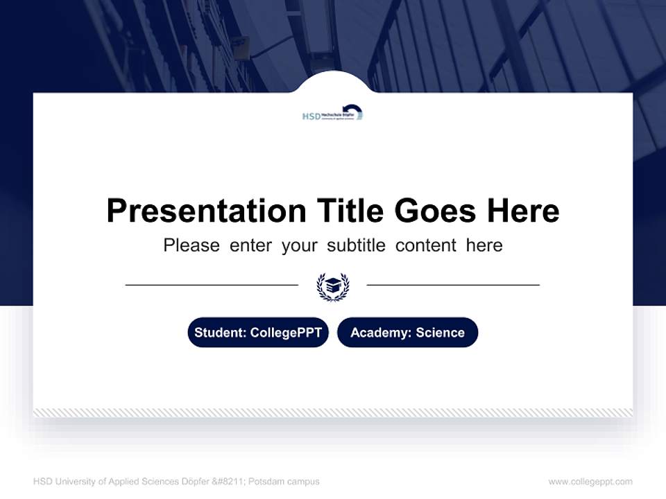 HSD University of Applied Sciences Döpfer – Potsdam campus National Scholarship Defense PPT Template4:3 ratio PPT effect preview image4