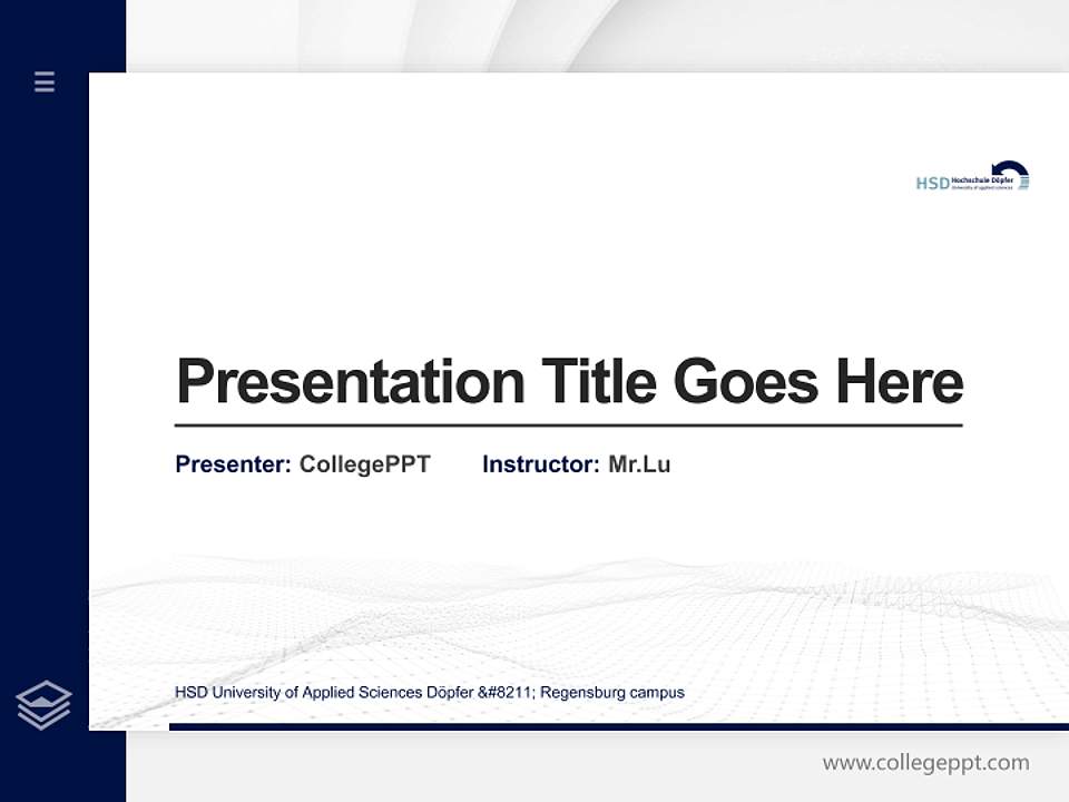 HSD University of Applied Sciences Döpfer – Regensburg campus Thesis Proposal/Graduation Defense PPT Template4:3 ratio PPT effect preview image5