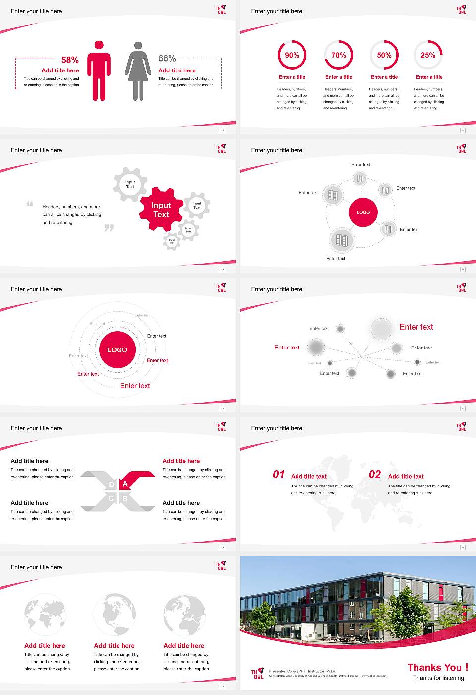 Ostwestfalen-Lippe University of Applied Sciences – Detmold campus Course/Courseware Creation PPT Template16:9 ratio PPT effect preview image4