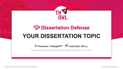 Ostwestfalen-Lippe University of Applied Sciences – Höxter campus Graduation Thesis Defense PPT Template