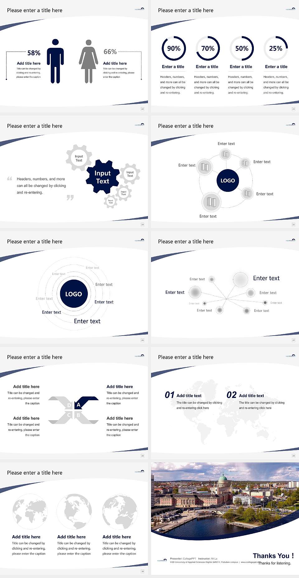 HSD University of Applied Sciences Döpfer – Potsdam campus Course/Courseware Creation PPT Template4:3 ratio PPT effect preview image4