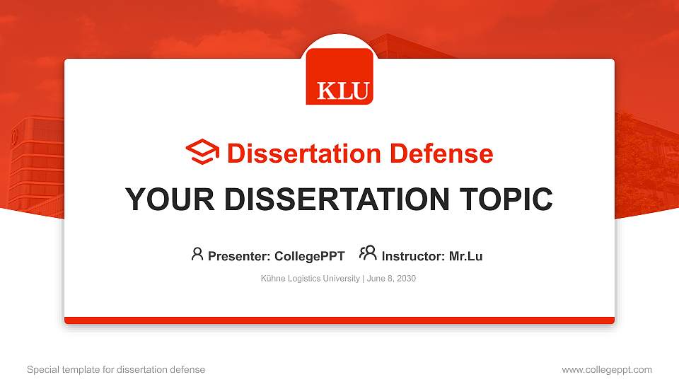 Kühne Logistics University Graduation Thesis Defense PPT Template16:9 ratio PPT effect preview image