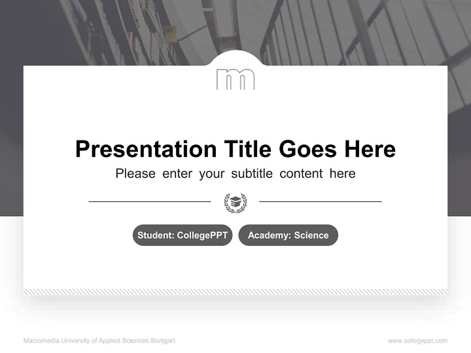 Macromedia University of Applied Sciences Stuttgart National Scholarship Defense PPT Template4:3 ratio PPT effect preview image4