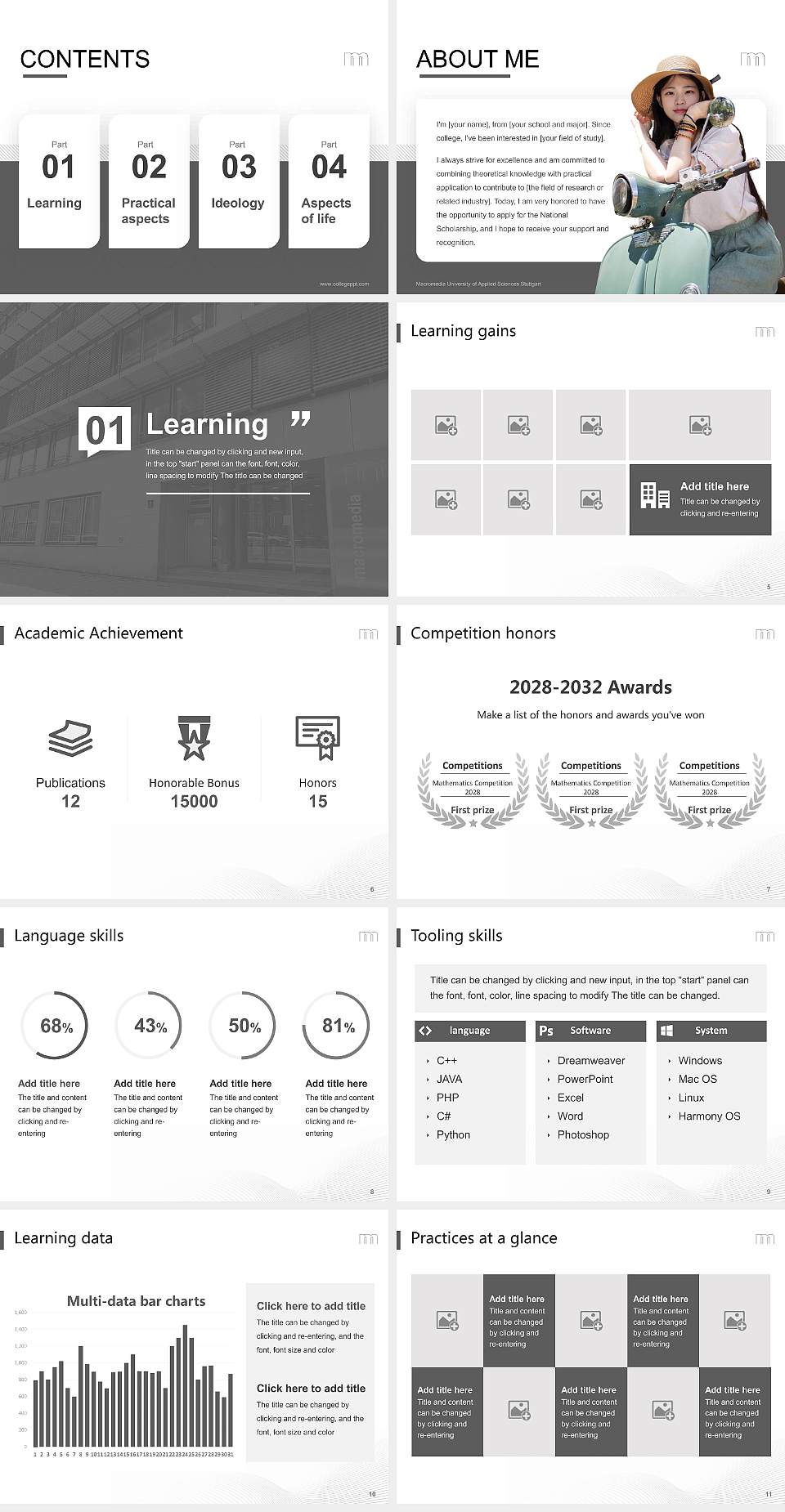 Macromedia University of Applied Sciences Stuttgart National Scholarship Defense PPT Template4:3 ratio PPT effect preview image2