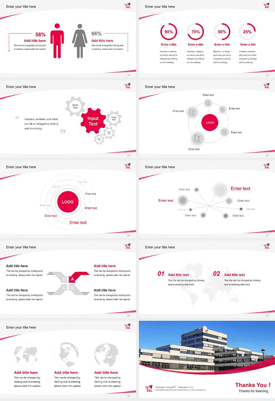 Ostwestfalen-Lippe University of Applied Sciences Course/Courseware Creation PPT Template16:9 ratio PPT effect preview image4
