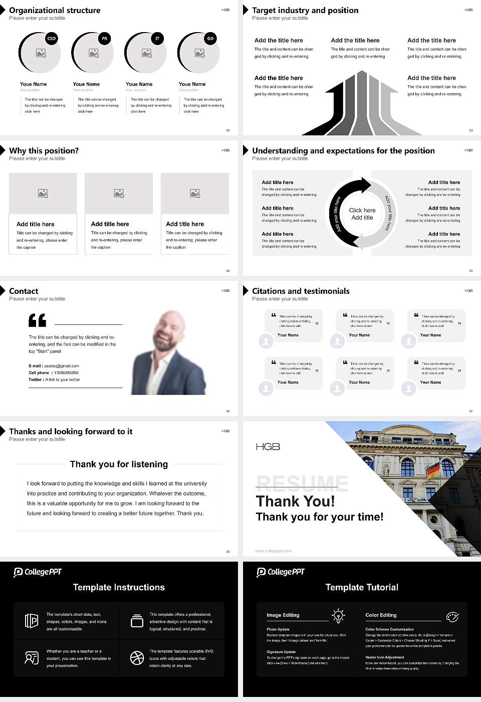 Leipzig Academy of Visual Arts Resume PPT Template16:9 ratio PPT effect preview image4