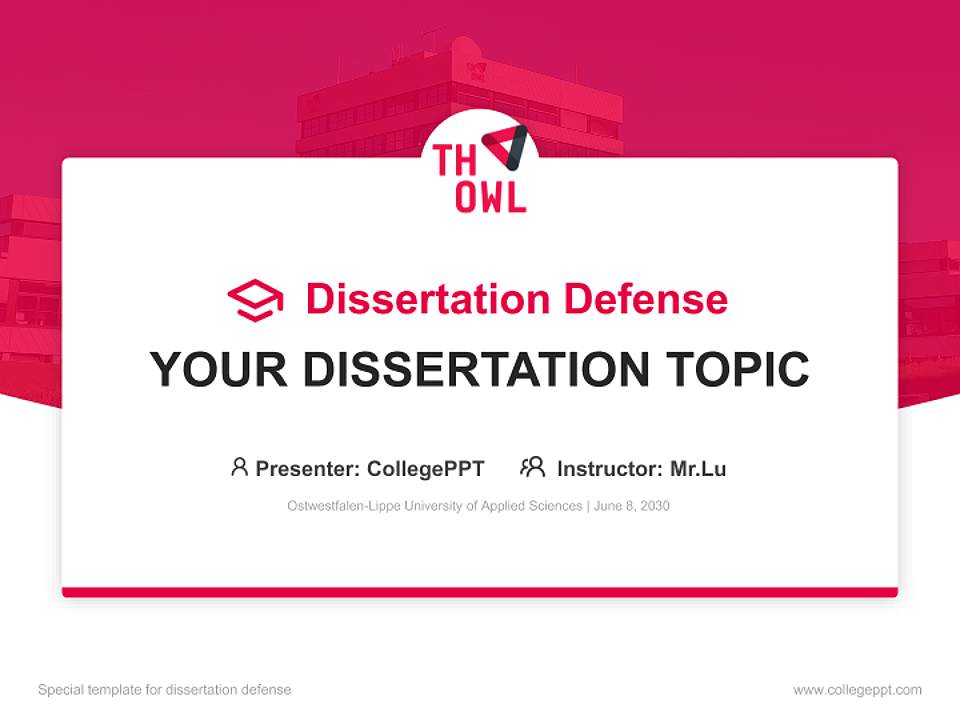 Ostwestfalen-Lippe University of Applied Sciences Graduation Thesis Defense PPT Template4:3 ratio PPT effect preview image7