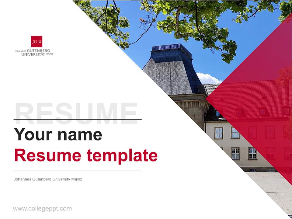 Johannes Gutenberg University Mainz Resume PPT Template4:3 ratio PPT effect preview image5