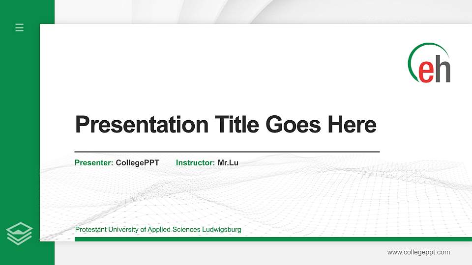 Protestant University of Applied Sciences Ludwigsburg Thesis Proposal/Graduation Defense PPT Template16:9 ratio PPT effect preview image