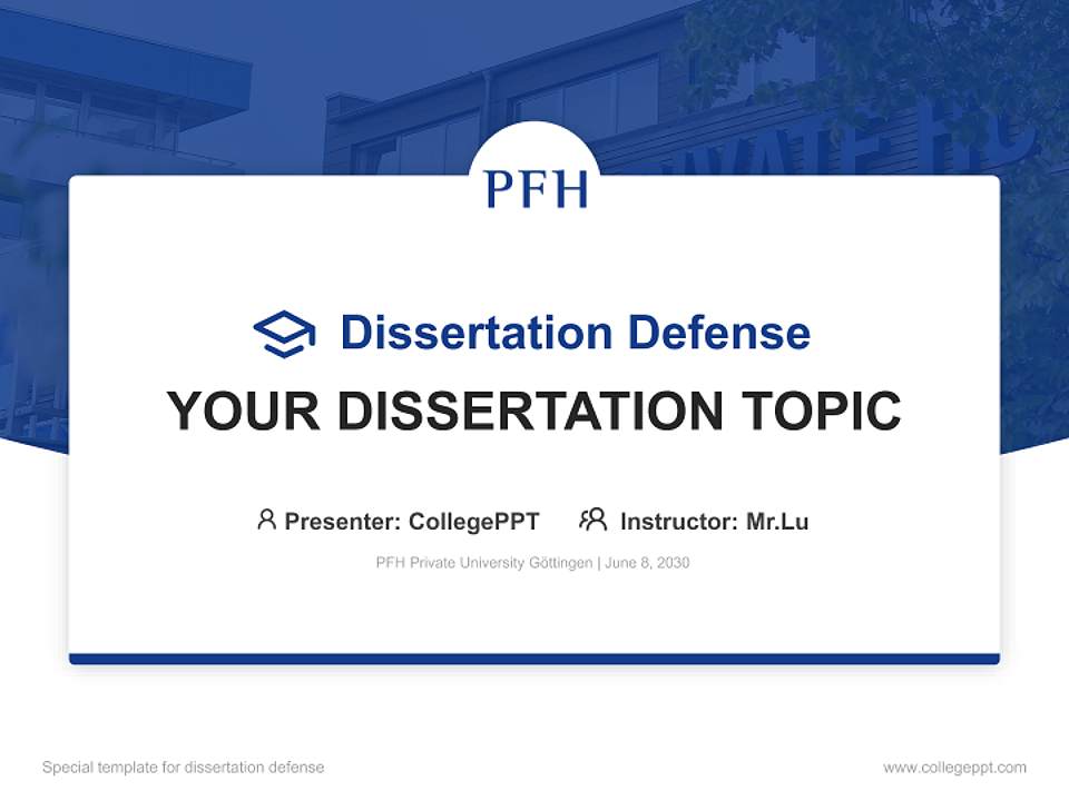 PFH Private University Göttingen Graduation Thesis Defense PPT Template4:3 ratio PPT effect preview image7