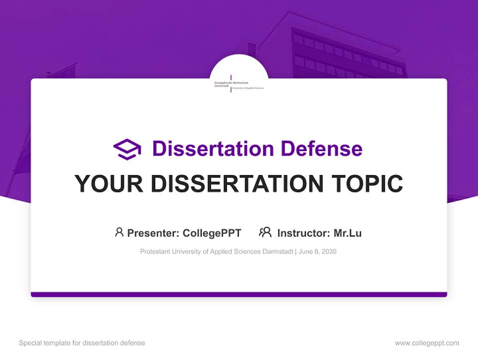 Protestant University of Applied Sciences Darmstadt Graduation Thesis Defense PPT Template4:3 ratio PPT effect preview image7