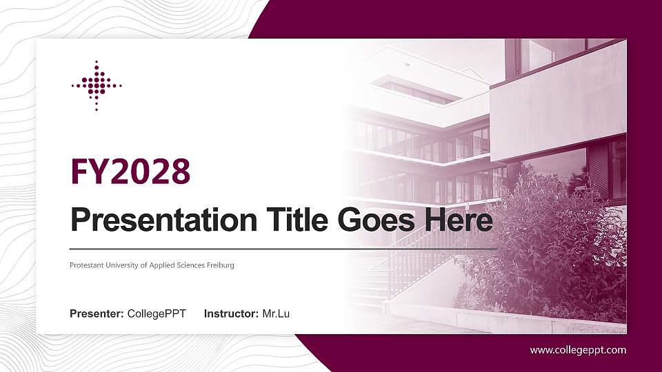 Protestant University of Applied Sciences Freiburg Academic Presentation/Research Findings Report PPT Template16:9 ratio PPT effect preview image