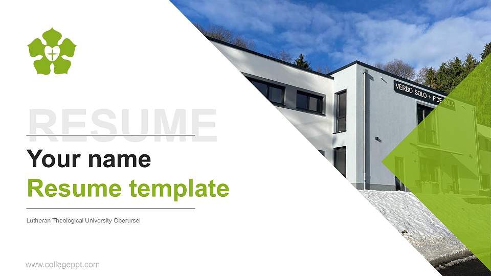 Lutheran Theological University Oberursel Resume PPT Template16:9 ratio PPT effect preview image