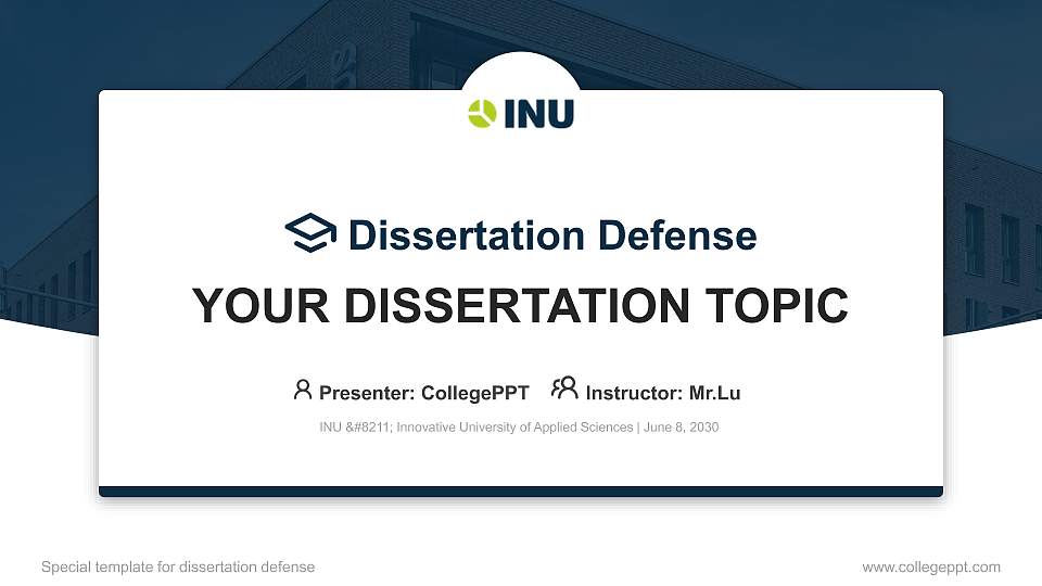 INU – Innovative University of Applied Sciences Graduation Thesis Defense PPT Template16:9 ratio PPT effect preview image