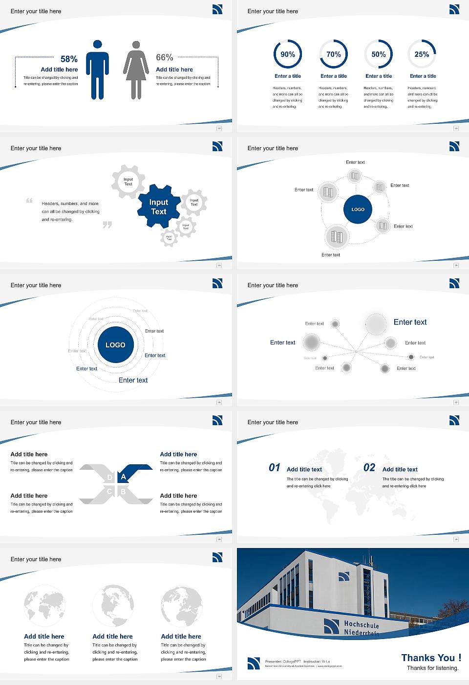 Niederrhein University of Applied Sciences Course/Courseware Creation PPT Template16:9 ratio PPT effect preview image4