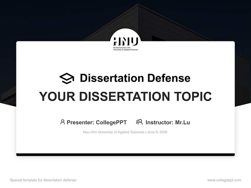 Neu-Ulm University of Applied Sciences Graduation Thesis Defense PPT Template4:3 ratio PPT effect preview image7