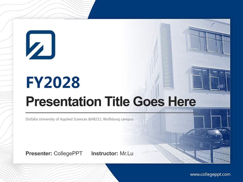 Ostfalia University of Applied Sciences – Wolfsburg campus Academic Presentation/Research Findings Report PPT Template4:3 ratio PPT effect preview image5