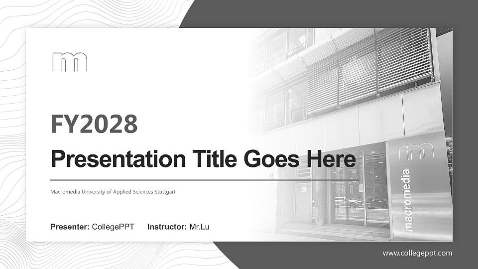 Macromedia University of Applied Sciences Stuttgart Academic Presentation/Research Findings Report PPT Template16:9 ratio PPT effect preview image