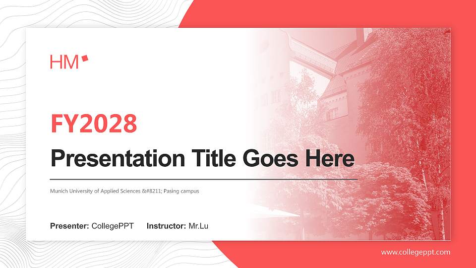 Munich University of Applied Sciences – Pasing campus Academic Presentation/Research Findings Report PPT Template16:9 ratio PPT effect preview image