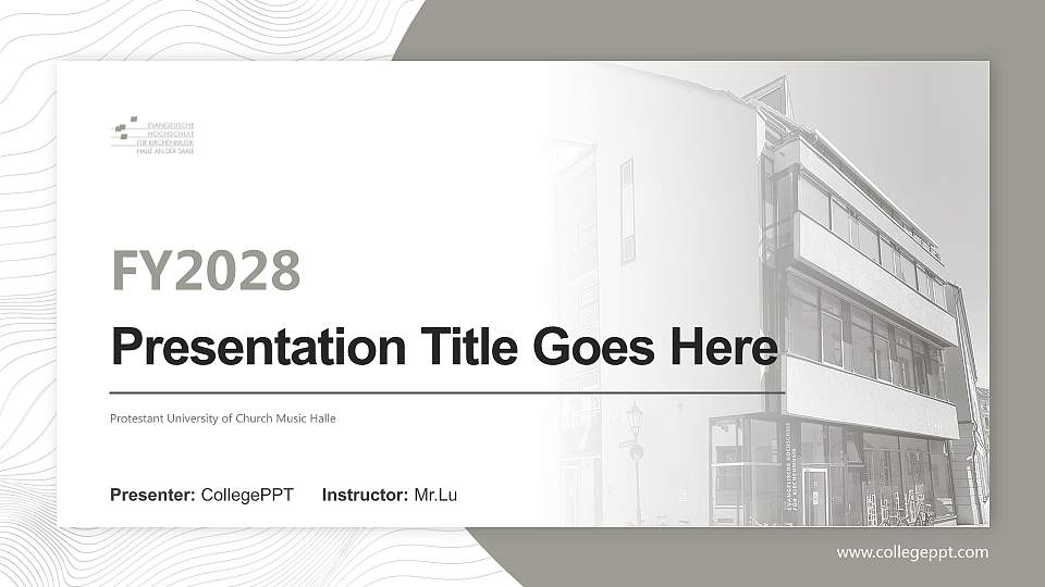 Protestant University of Church Music Halle Academic Presentation/Research Findings Report PPT Template16:9 ratio PPT effect preview image