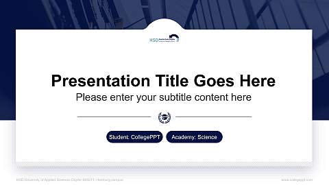 HSD University of Applied Sciences Döpfer – Hamburg campus National Scholarship Defense PPT Template