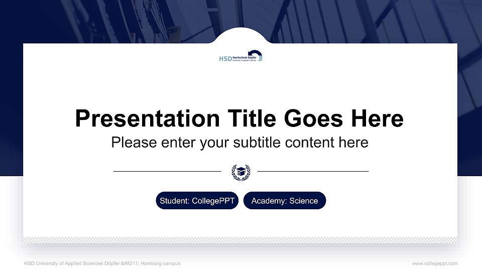 HSD University of Applied Sciences Döpfer – Hamburg campus National Scholarship Defense PPT Template16:9 ratio PPT effect preview image