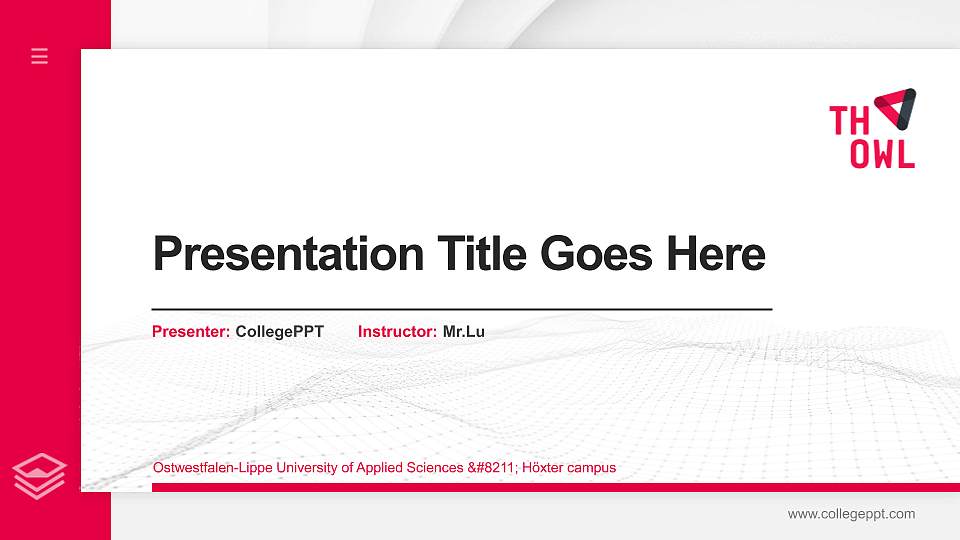 Ostwestfalen-Lippe University of Applied Sciences – Höxter campus Thesis Proposal/Graduation Defense PPT Template16:9 ratio PPT effect preview image