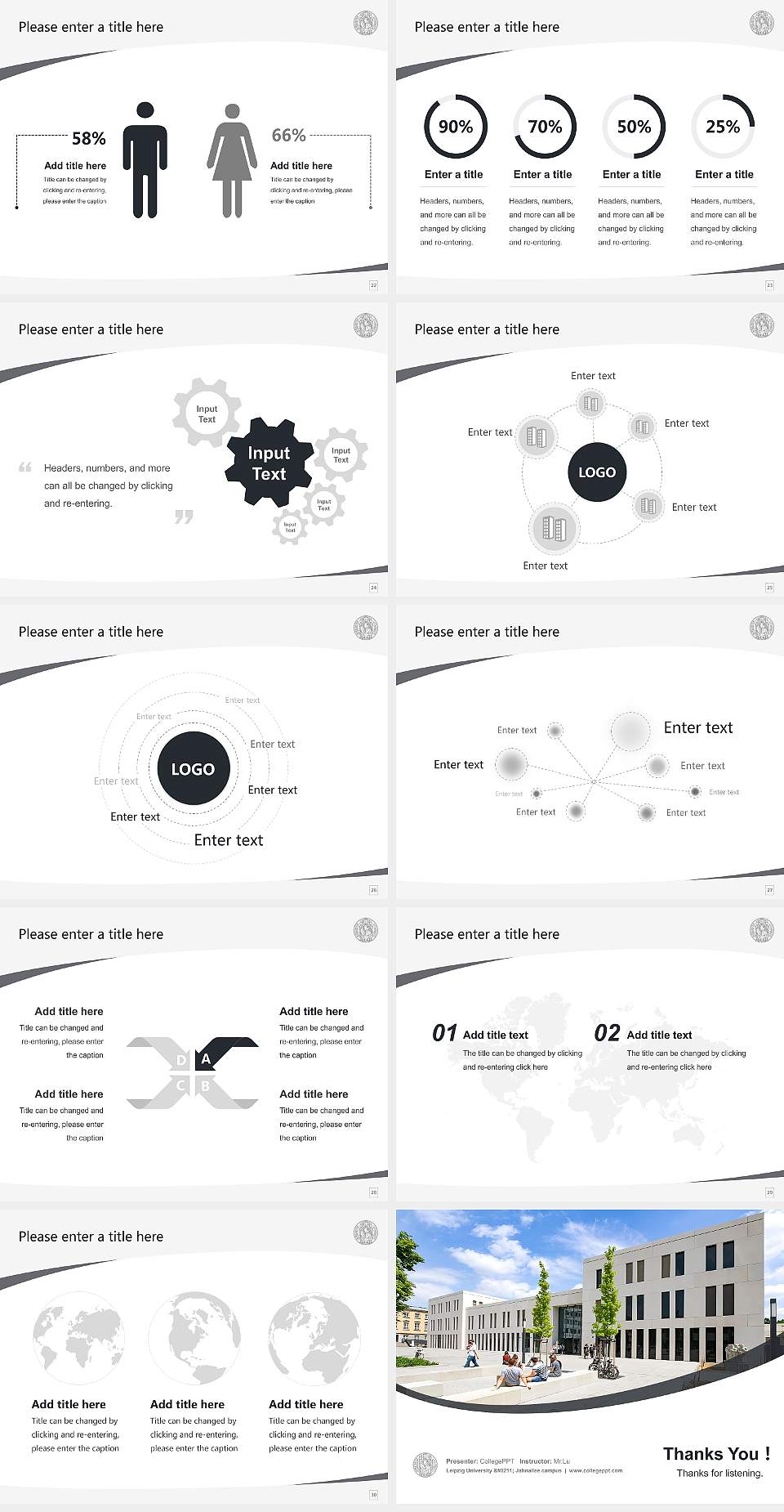 Leipzig University – Jahnallee campus Course/Courseware Creation PPT Template4:3 ratio PPT effect preview image4