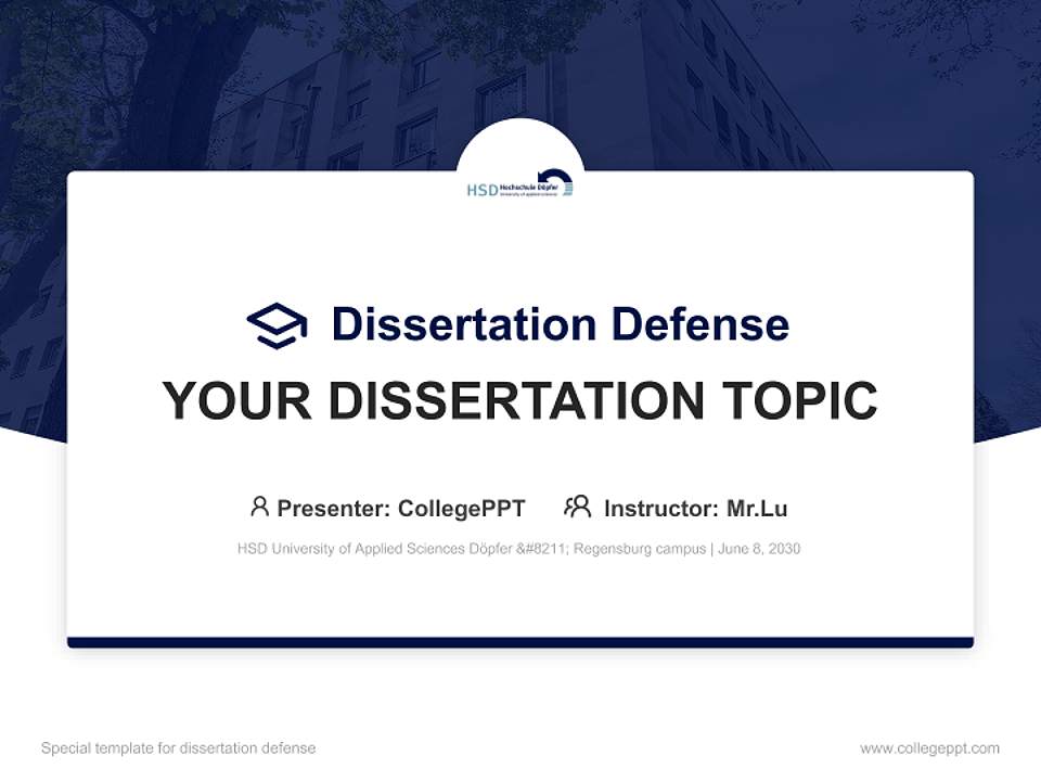 HSD University of Applied Sciences Döpfer – Regensburg campus Graduation Thesis Defense PPT Template4:3 ratio PPT effect preview image7