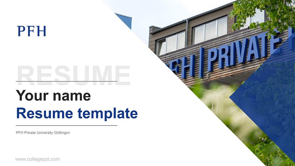 PFH Private University Göttingen Resume PPT Template16:9 ratio PPT effect preview image