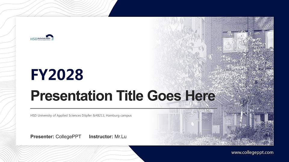 HSD University of Applied Sciences Döpfer – Hamburg campus Academic Presentation/Research Findings Report PPT Template16:9 ratio PPT effect preview image