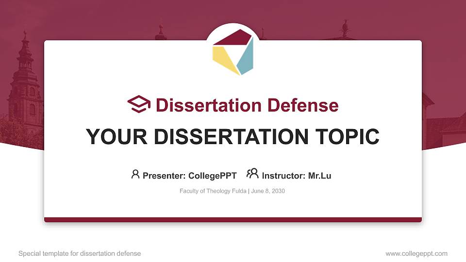 Faculty of Theology Fulda Graduation Thesis Defense PPT Template16:9 ratio PPT effect preview image