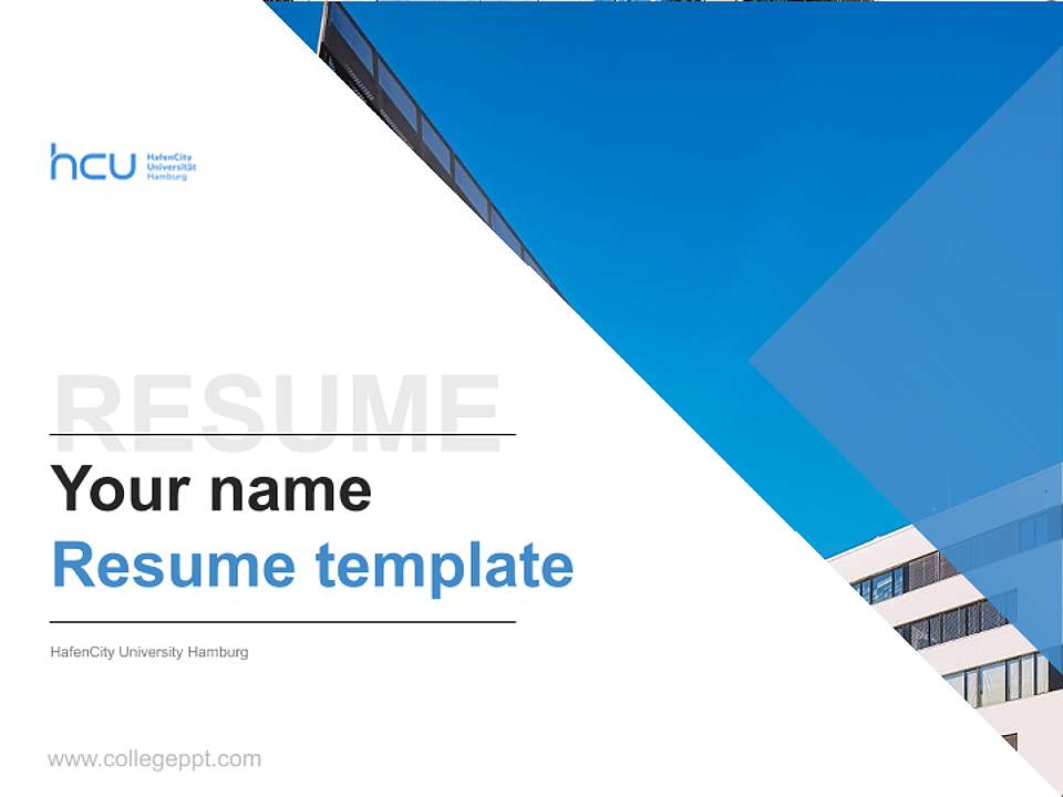 HafenCity University Hamburg Resume PPT Template4:3 ratio PPT effect preview image5