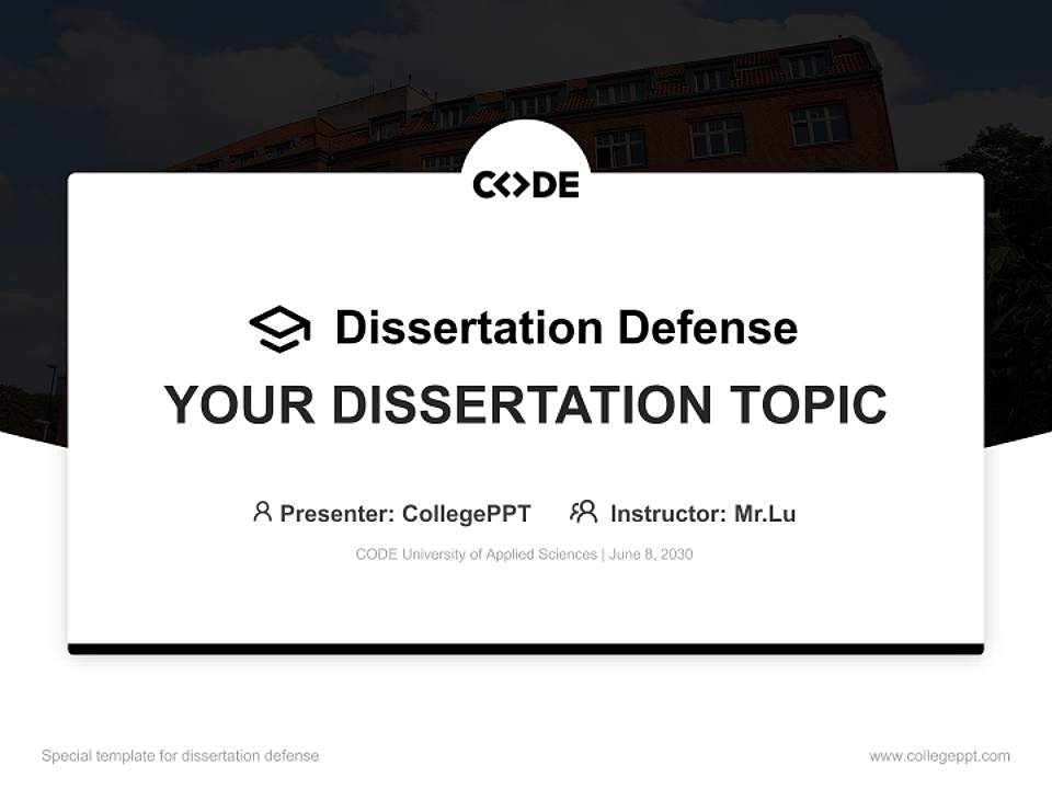 CODE University of Applied Sciences Graduation Thesis Defense PPT Template4:3 ratio PPT effect preview image7