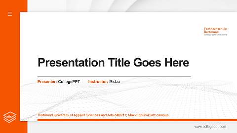 Dortmund University of Applied Sciences and Arts – Max-Ophüls-Platz campus Thesis Proposal/Graduation Defense PPT Template