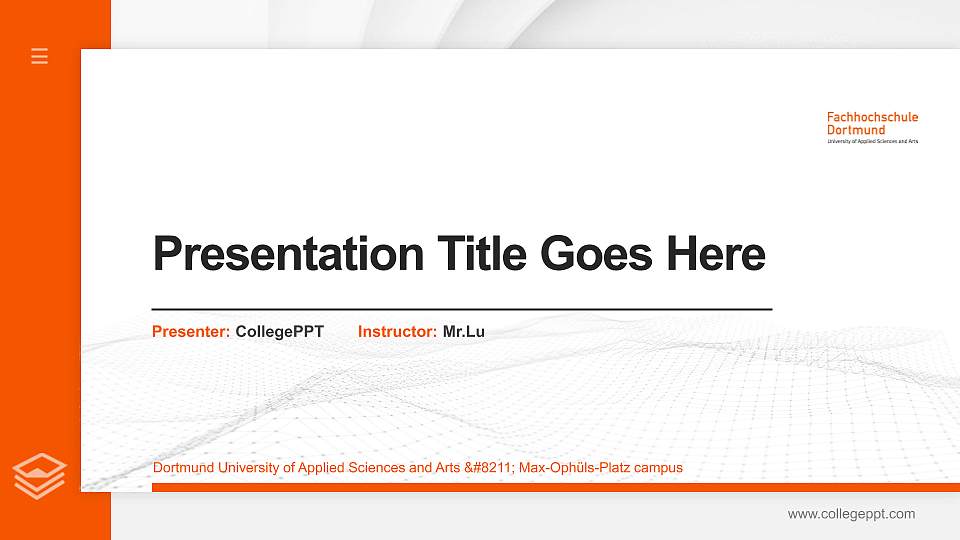 Dortmund University of Applied Sciences and Arts – Max-Ophüls-Platz campus Thesis Proposal/Graduation Defense PPT Template16:9 ratio PPT effect preview image