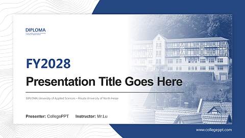 DIPLOMA University of Applied Sciences – Private University of North Hesse Academic Presentation/Research Findings Report PPT Template