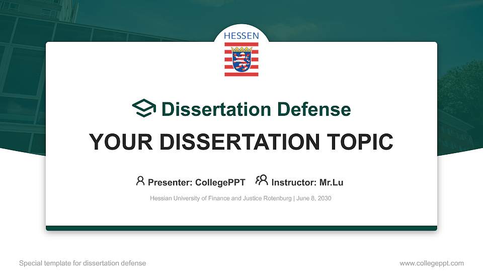 Hessian University of Finance and Justice Rotenburg Graduation Thesis Defense PPT Template16:9 ratio PPT effect preview image