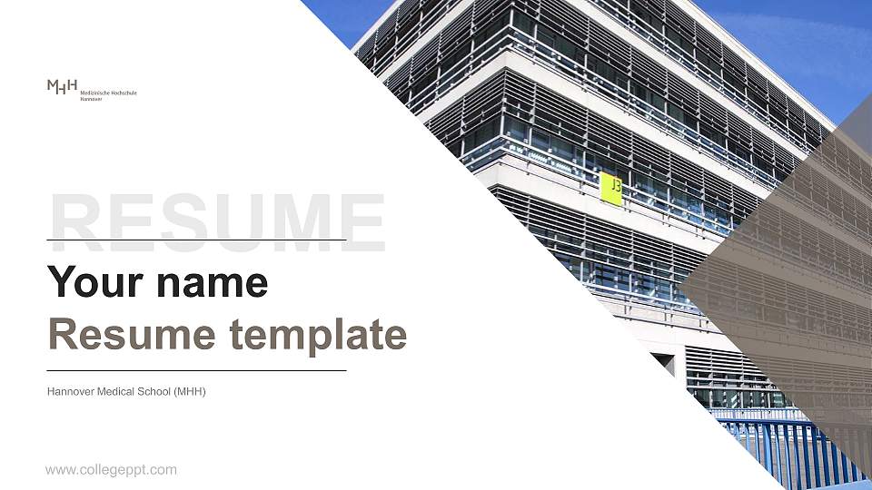 Hannover Medical School (MHH) Resume PPT Template16:9 ratio PPT effect preview image