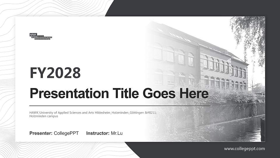 HAWK University of Applied Sciences and Arts Hildesheim_Holzminden_Göttingen – Holzminden campus Academic Presentation/Research Findings Report PPT Template16:9 ratio PPT effect preview image