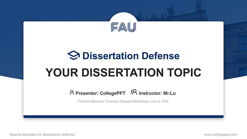 Friedrich Alexander University Erlangen-Nuremberg Graduation Thesis Defense PPT Template16:9 ratio PPT effect preview image