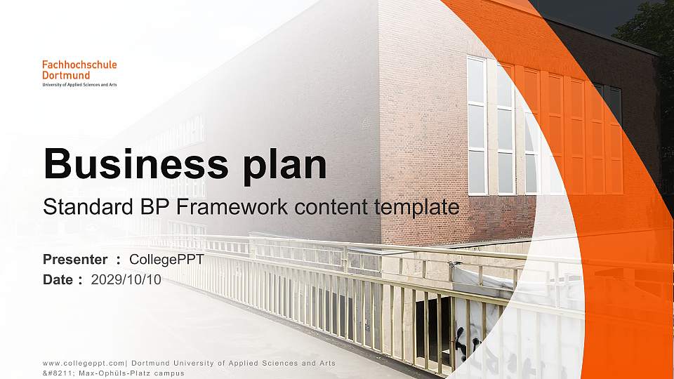 Dortmund University of Applied Sciences and Arts – Max-Ophüls-Platz campus Competition/Entrepreneurship Contest PPT Template16:9 ratio PPT effect preview image