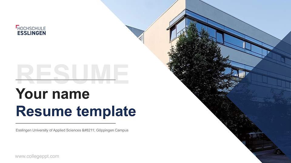 Esslingen University of Applied Sciences – Göppingen Campus Resume PPT Template16:9 ratio PPT effect preview image
