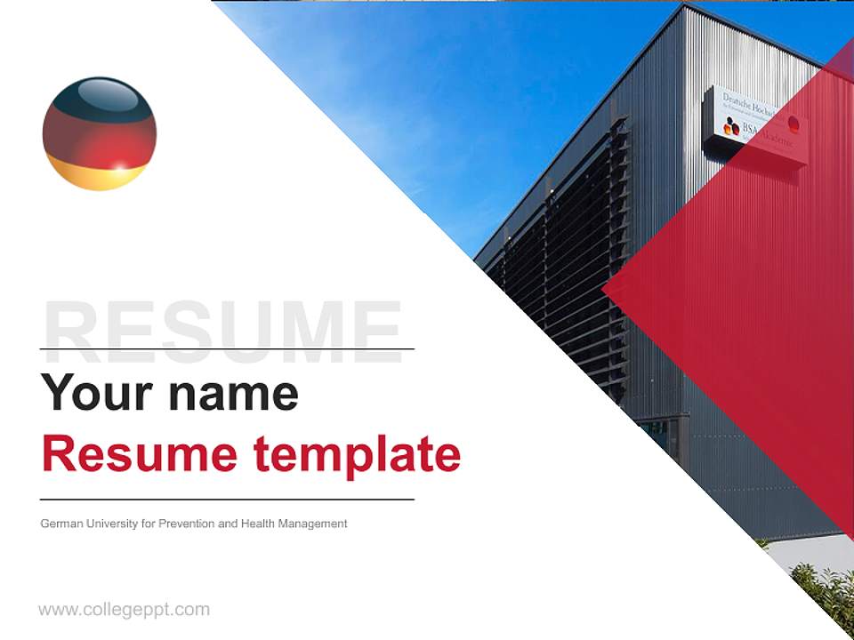 German University for Prevention and Health Management Resume PPT Template4:3 ratio PPT effect preview image5
