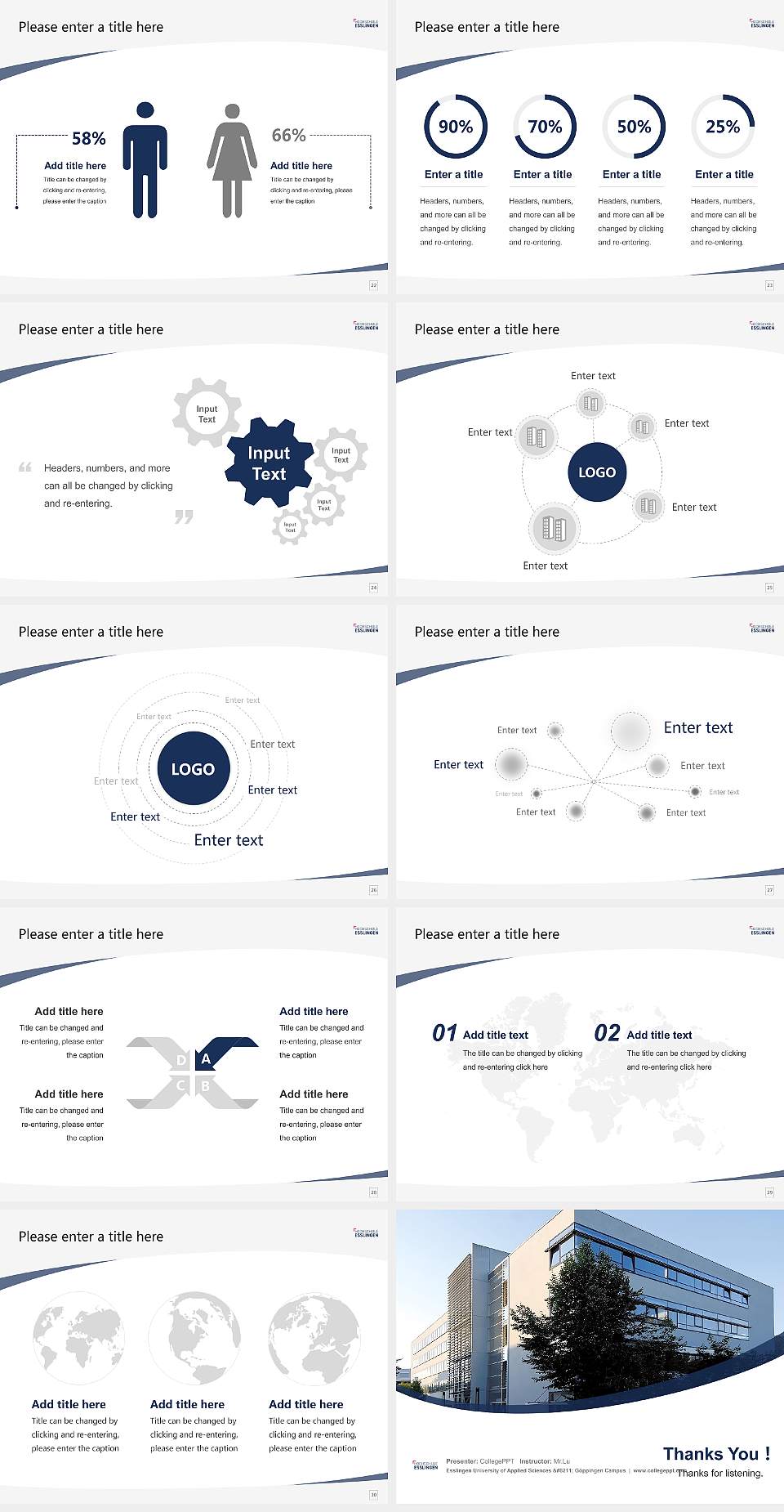 Esslingen University of Applied Sciences – Göppingen Campus Course/Courseware Creation PPT Template4:3 ratio PPT effect preview image4