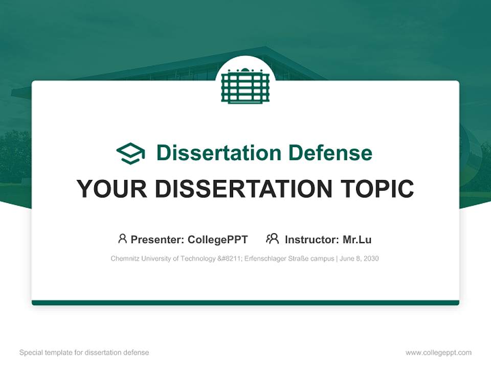 Chemnitz University of Technology – Erfenschlager Straße campus Graduation Thesis Defense PPT Template4:3 ratio PPT effect preview image7