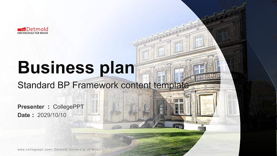 Detmold University of Music Competition/Entrepreneurship Contest PPT Template16:9 ratio PPT effect preview image
