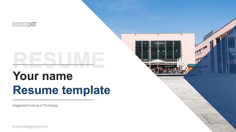 Deggendorf Institute of Technology Resume PPT Template16:9 ratio PPT effect preview image
