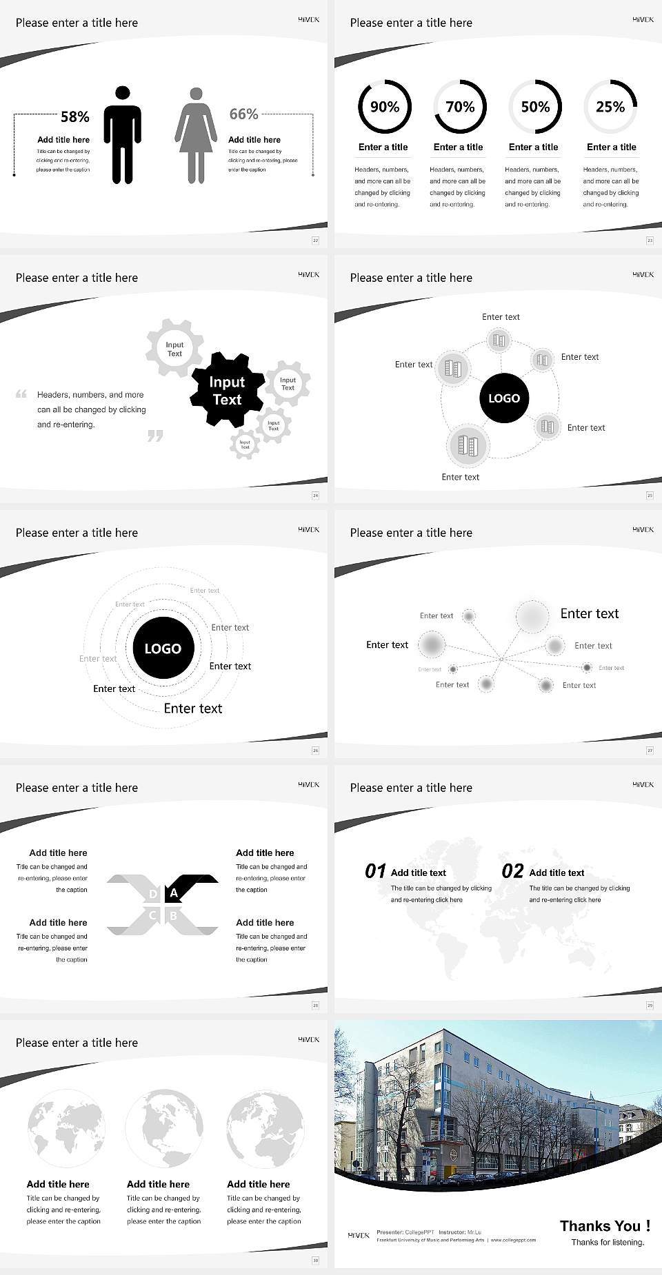 Frankfurt University of Music and Performing Arts Course/Courseware Creation PPT Template4:3 ratio PPT effect preview image4