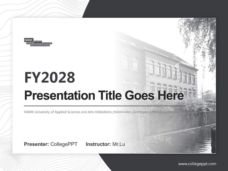 HAWK University of Applied Sciences and Arts Hildesheim_Holzminden_Göttingen – Holzminden campus Academic Presentation/Research Findings Report PPT Template4:3 ratio PPT effect preview image5